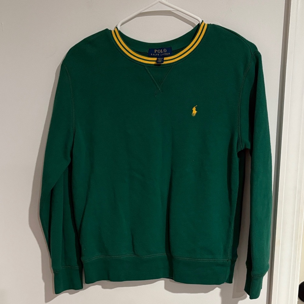 Polo by Ralph Lauren Green Crewneck Sweater with Yellow Accents